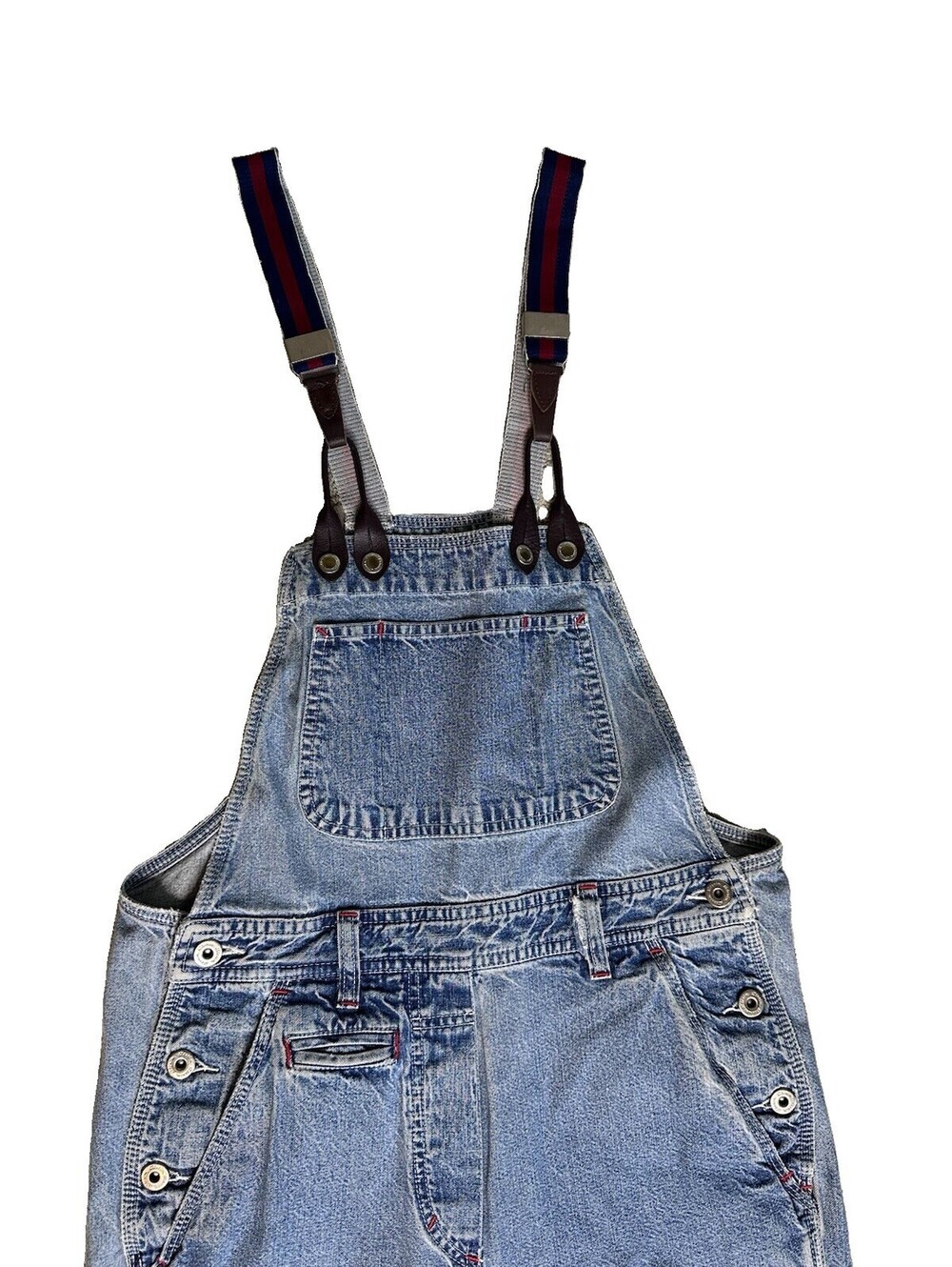 Vintage Ann Taylor Denim Overalls Womens 2 Distressed Light Wash Boho Cotton - Picture 2 of 7